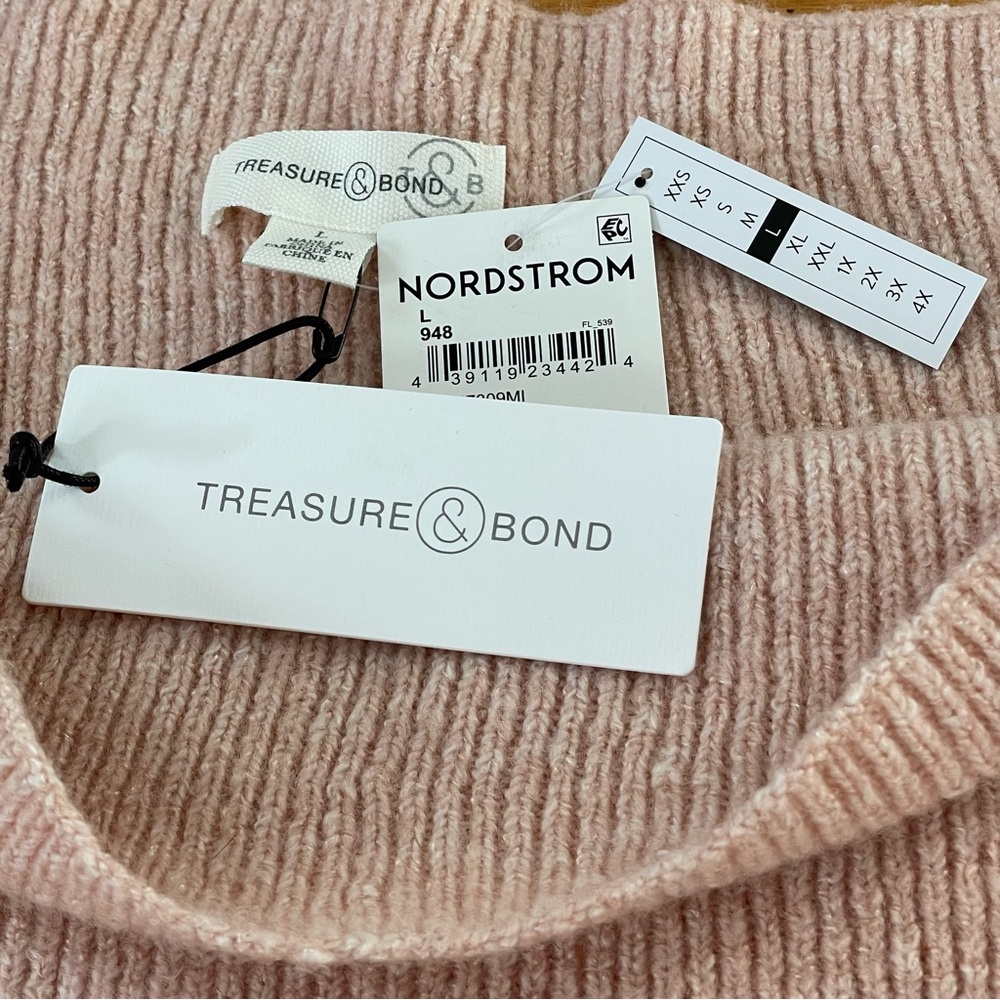 Treasure & Bond off the Shoulder Sweater Nordstrom Woman’s Size L Pink Smoke - Picture 15 of 16